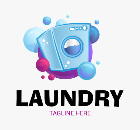 Vector Dry cleaning creative sign or . Laundry room emblem. Wash clothes icon.のイラスト素材