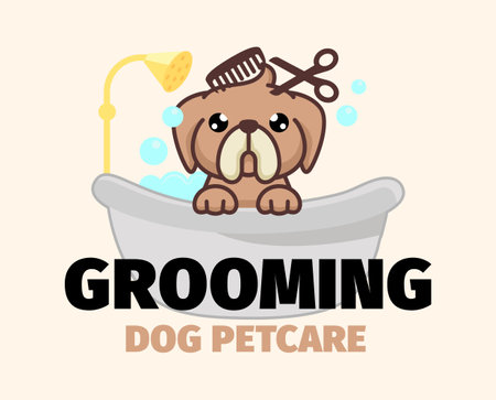 Dog or pet grooming and washing design template. pet care salon sign. vector illustration.のイラスト素材
