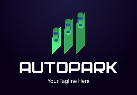 Creative modern autopark . parking sign. Car sales company icon. Can use like emblem in auto logistics.のイラスト素材