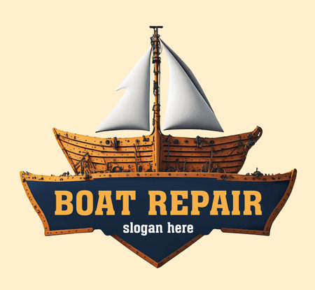 Boat Repair sign, Maintenance, Refurbishment .のイラスト素材
