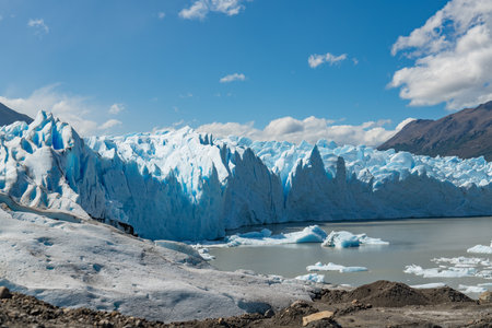 The Perito Moreno glacier in Glaciares National Park outside Patagoniaの写真素材