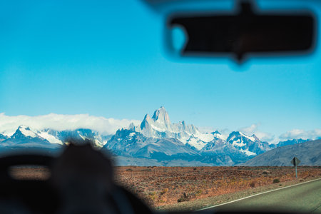 Drive to the majestic Mount Fitz Roy in Argentine Patagoniaの写真素材