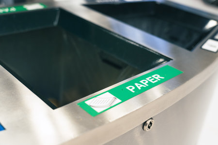 Trash can in a airport cleaning up a recycling concept(trash bin)の写真素材