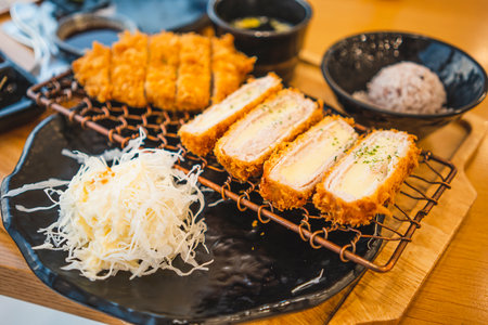 Crispy Don Katsu with cabbageの写真素材