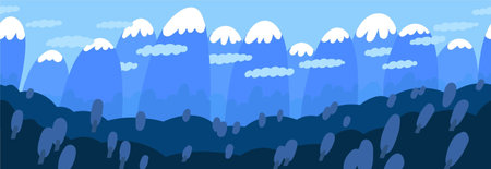 Blue cartoon mountains. Seamless texture. Game background.のイラスト素材