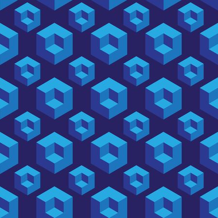 Isometric seamless pattern with optical illusion cubes. Abstract vector backgroundのイラスト素材