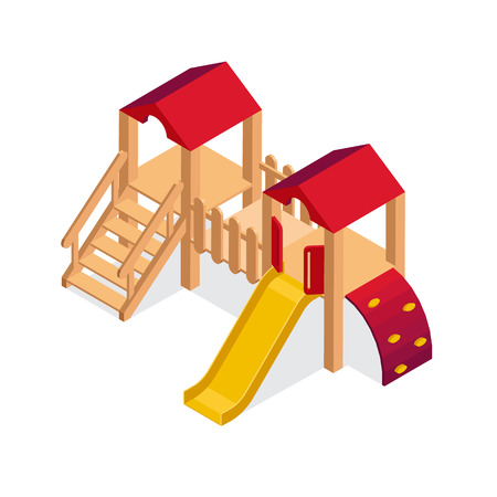 Isometric playground building element. Kids slide 3d vector iconのイラスト素材