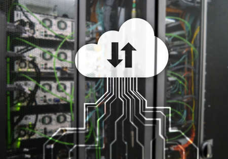 CLoud server and computing, data storage and processing. Internet and technology concept. の写真素材