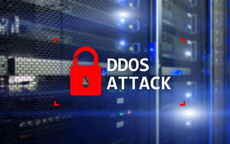 DDOS attack, cyber protection. virus detect. Internet and technology concept.の写真素材