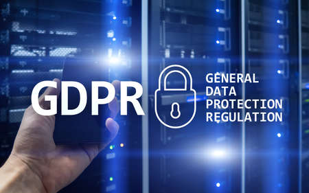 GDPR, General data protection regulation compliance. Server room background.の写真素材