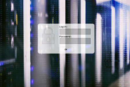 Server room, login and password request, data access and security.の写真素材