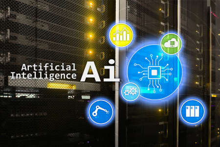 AI, Artificial intelligence, automation and modern information technology concept on virtual screen.の写真素材