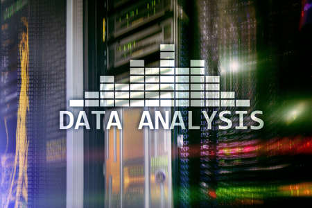 Big Data analysis text on server room background. Internet and modern technology concept. の写真素材
