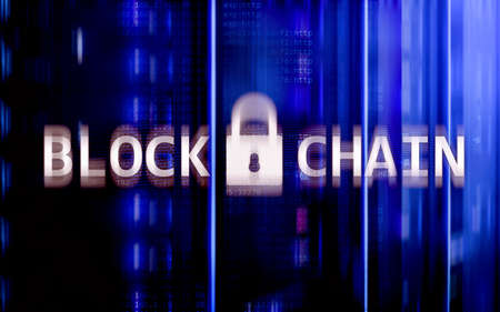 Blockchain technology Concept on server background. Data encryption.の写真素材