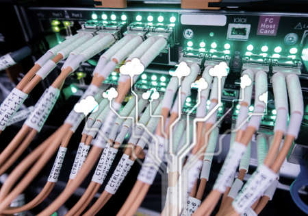 CLoud server and computing, data storage and processing. Internet and technology concept. の写真素材