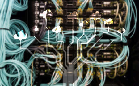 CLoud server and computing, data storage and processing. Internet and technology concept. の写真素材