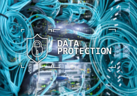 Data protection, Cyber security, information privacy. Internet and technology concept. Server room background.の写真素材