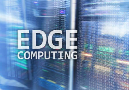 EDGE computing, internet and modern technology concept on modern server room background.の写真素材