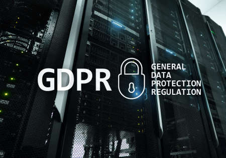 GDPR, General data protection regulation compliance. Server room background.の写真素材
