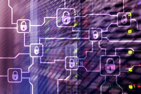 Blochain information encryption. Cyber security, crypto currency. の写真素材