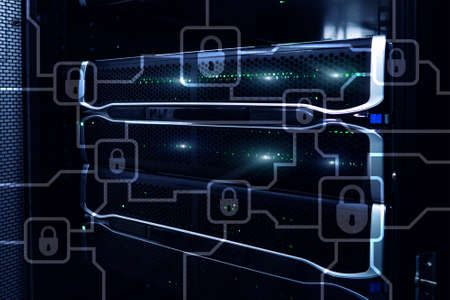 Blochain information encryption. Cyber security, crypto currency. の写真素材