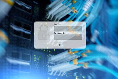 Server room, login and password request, data access and security. の写真素材