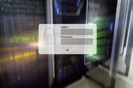 Server room, login and password request, data access and security. の写真素材