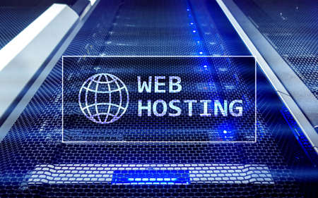 Web Hosting, providing storage space and access for websites.の写真素材