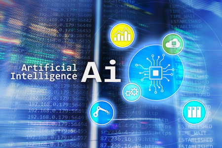 AI, Artificial intelligence, automation and modern information technology concept on virtual screen.