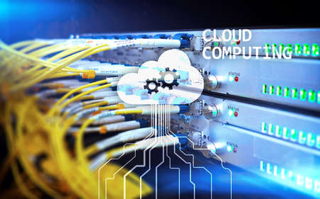 CLoud server and computing, data storage and processing. Internet and technology concept.の写真素材
