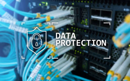 Data protection, Cyber security, information privacy. Internet and technology concept. Server room background.の写真素材