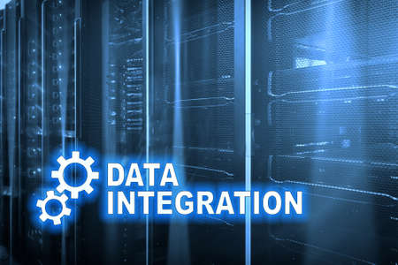 Data integration information technology concept on server room background.の写真素材