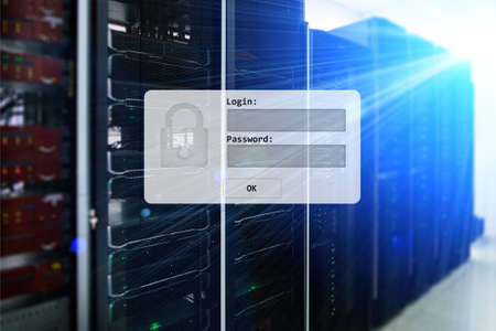 Server room, login and password request, data access and security.の写真素材
