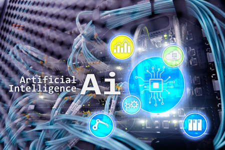 AI, Artificial intelligence, automation and modern information technology concept on virtual screen.の写真素材