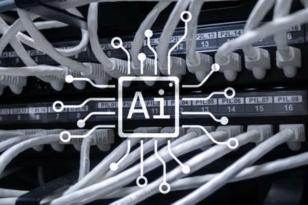 AI, Artificial intelligence, automation and modern information technology concept on virtual screen.の写真素材