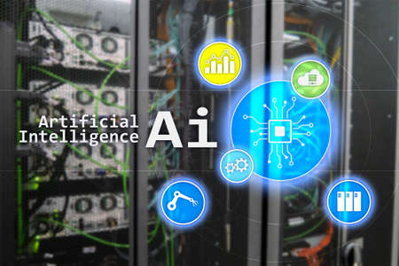AI, Artificial intelligence, automation and modern information technology concept on virtual screen.の写真素材