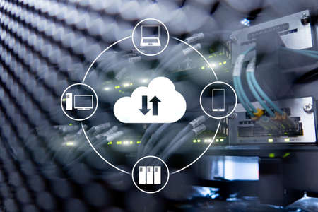 CLoud server and computing, data storage and processing. Internet and technology concept.の写真素材