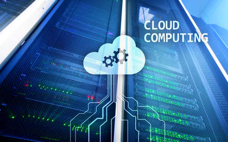 CLoud server and computing, data storage and processing. Internet and technology concept.の写真素材