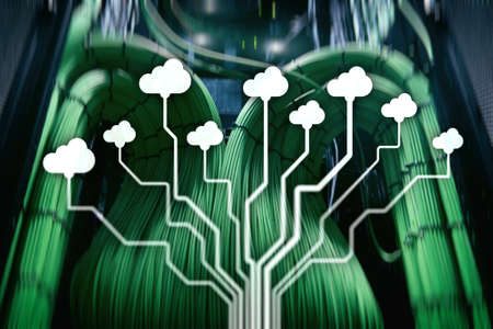 CLoud server and computing, data storage and processing. Internet and technology concept.の写真素材