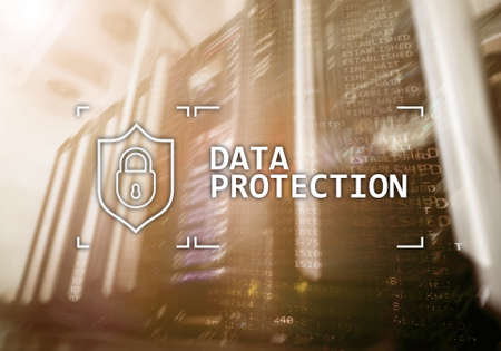 Data protection, Cyber security, information privacy. Internet and technology concept. Server room background.の写真素材