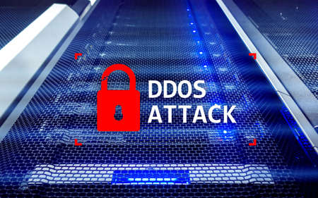DDOS attack, cyber protection. virus detect. Internet and technology concept.の写真素材
