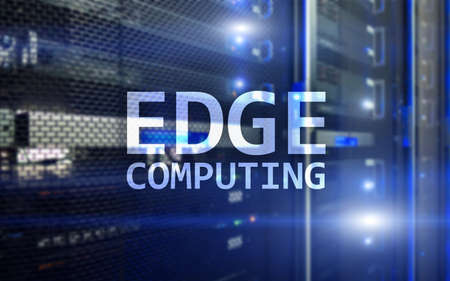 EDGE computing, internet and modern technology concept on modern server room background.の写真素材