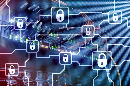 Blochain information encryption. Cyber security, crypto currency.