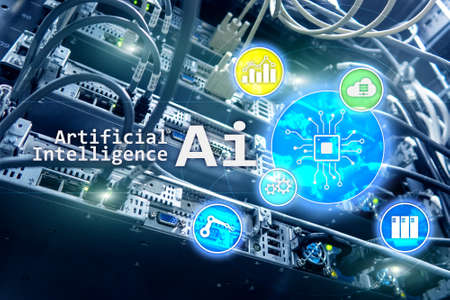 AI, Artificial intelligence, automation and modern information technology concept on virtual screen.の写真素材