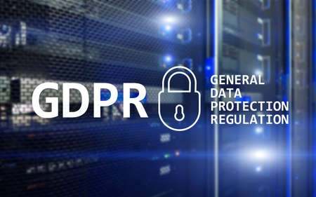 GDPR, General data protection regulation compliance. Server room background.の写真素材