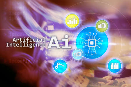 AI, Artificial intelligence, automation and modern information technology concept on virtual screen.の写真素材