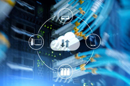 CLoud server and computing, data storage and processing. Internet and technology concept.の写真素材