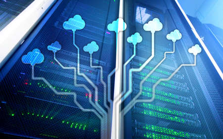 CLoud server and computing, data storage and processing. Internet and technology concept.の写真素材