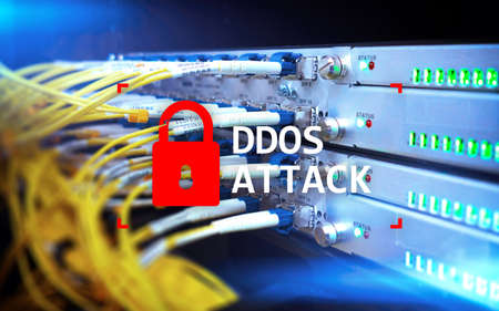 DDOS attack, cyber protection. virus detect. Internet and technology concept.の写真素材