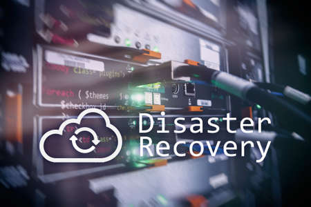 DIsaster recovery. Data loss prevention. Server room on background.の写真素材